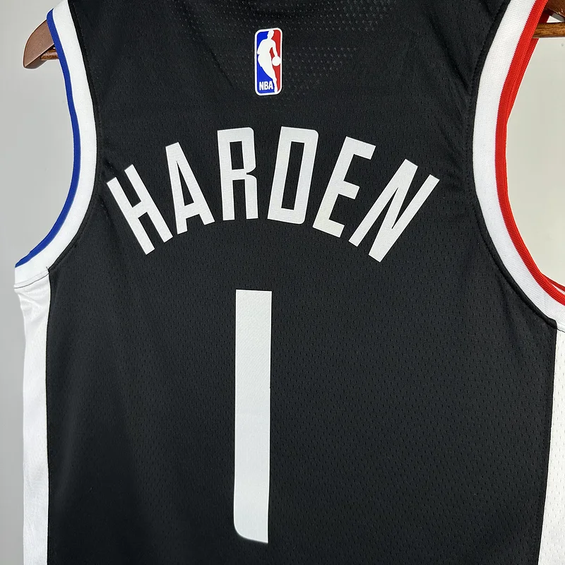 2021 Season  NBA Los Angeles Clippers Basketball jersey   Latin   Black  #1    HARDEN