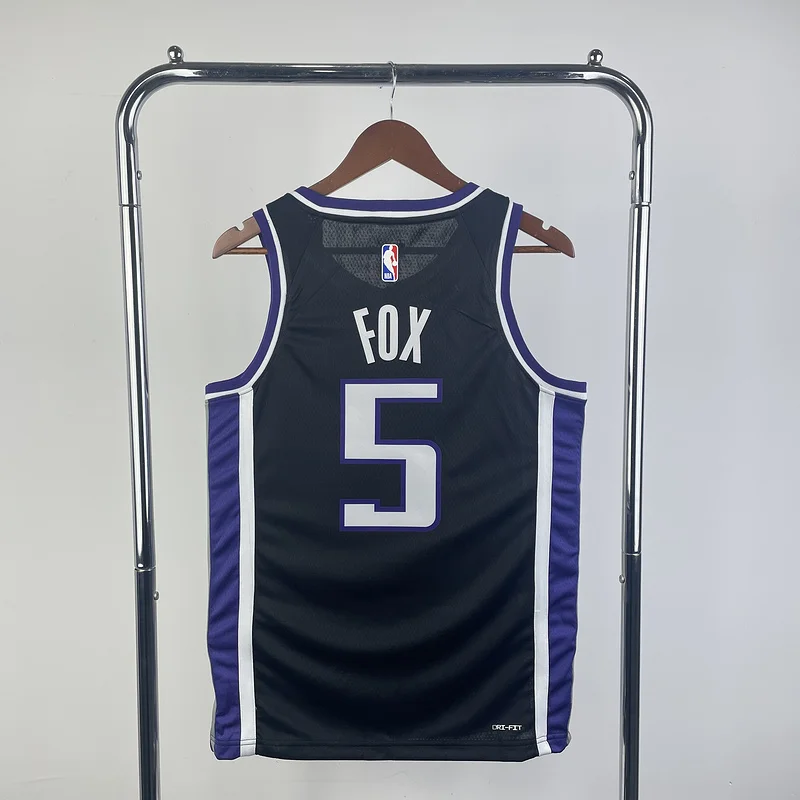 2024 Sacramento Kings Basketball Jersey Aawy Black #5 FOX