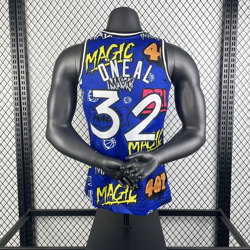 1994 1995 Mitchell Ness Hot Print Retro Orlando Magic Basketball Jersey  Graffiti #32 ONEAL