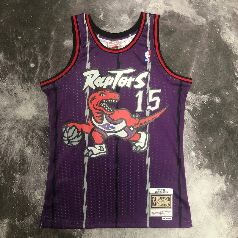 1999 Mitchell Ness Hot Print Retro NBA Toronto Raptors Basketball Jersey Purple #15 CARTER