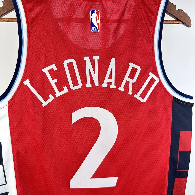 2025 Season    NBA Los Angeles Clippers Basketball jersey    trapeze  limited   Red  #2   LEONARD