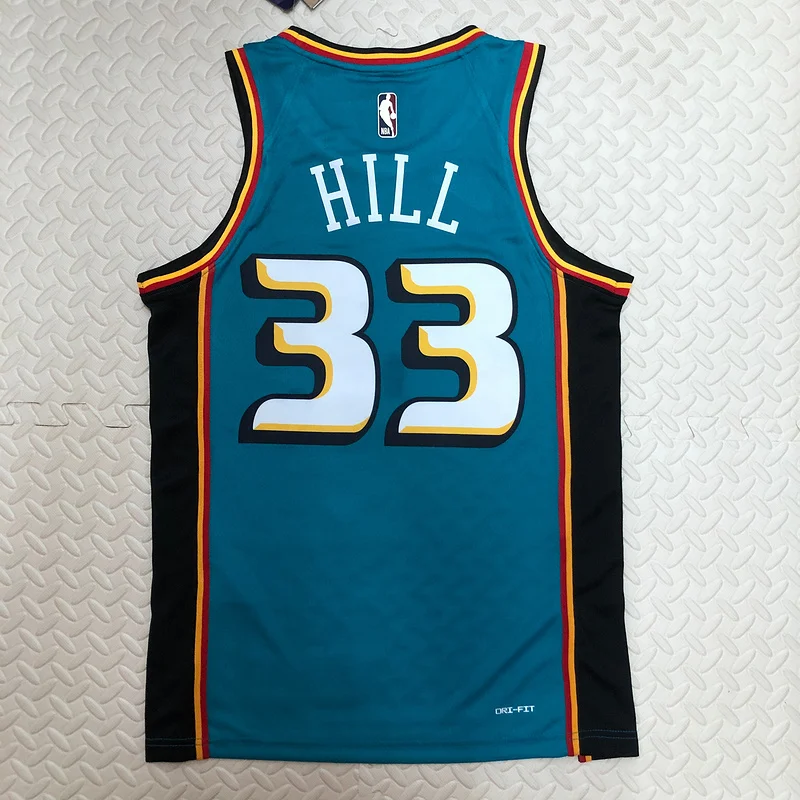 2023 Detroit Pistons Basketball Jersey Retro #33 HILL