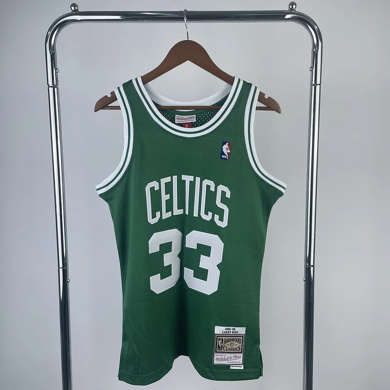 1985 1986 Season MN Hot Print Retro NBA Boston Celtics Basketball Jersey Green #33 BIRD