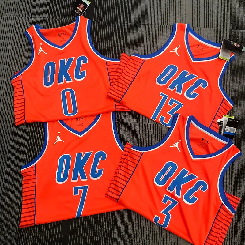 2021 NBA Oklahoma City Thunder Basketball Jersey trapeze Orange #3 PAUL