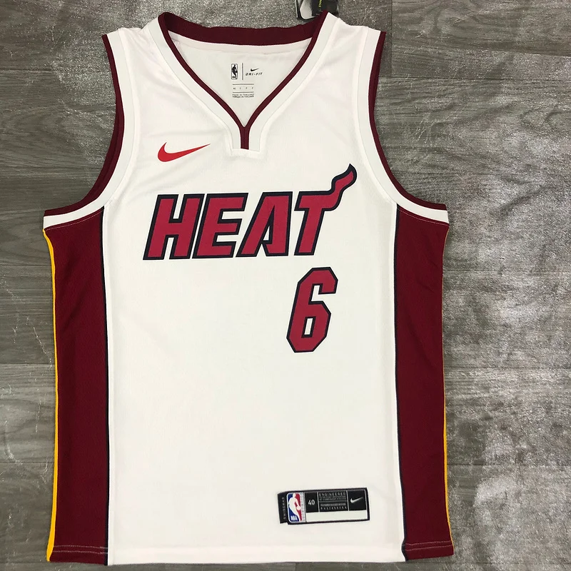 NBA Miami Heat basketball jersey V-neck White #6 JAMES