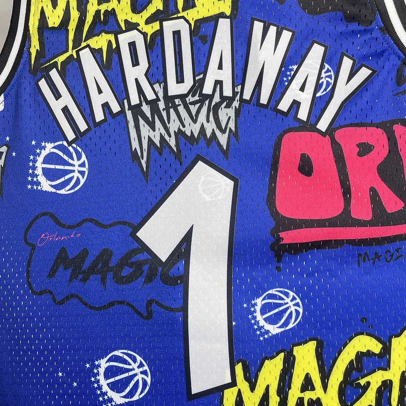 1994 1995 Mitchell Ness Hot Print Retro Orlando Magic Basketball Jersey  Graffiti #1 HARDAWAY