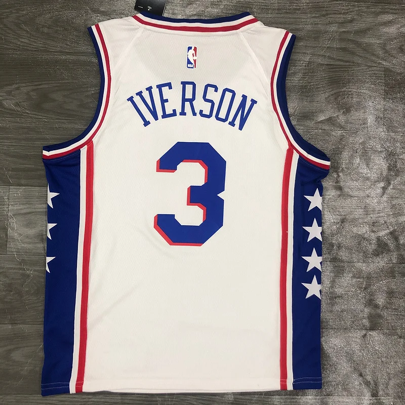 NBA Philadelphia 76ers Basketball Jersey V-neck White #3 IVERSON