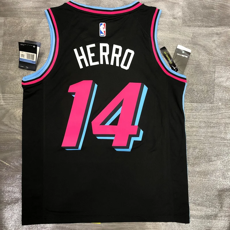 NBA Miami Heat basketball jersey round neck Black #14 HERRO