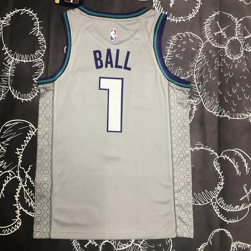 2019   Charlotte Hornets Basketball Jersey    Gray  #1  BALL