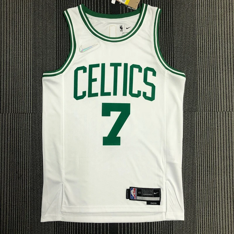 75th anniversary NBA Boston Celtics Basketball Jersey White #7 BROWN