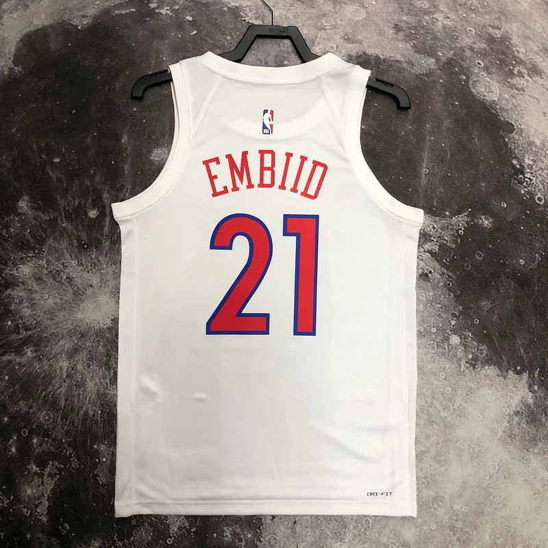 2023 Season NBA Philadelphia 76ers Basketball Jersey city version #21 EMBIID