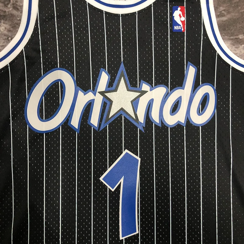 1995 Mitchell Ness Hot Print Retro Orlando Magic Basketball Jersey Black #1 HARDAWAY