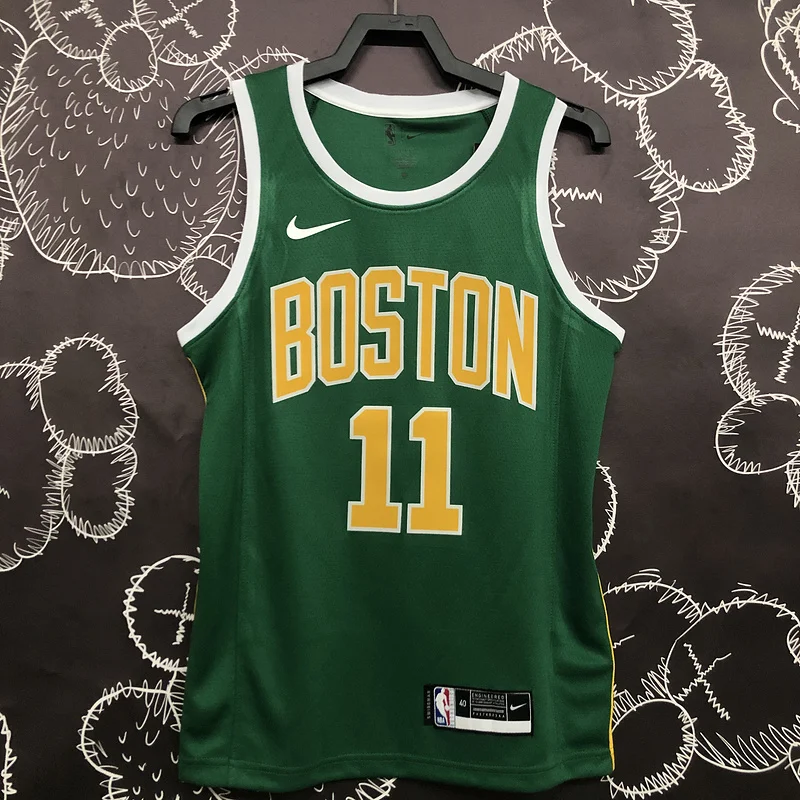 NBA Boston Celtics Basketball Jersey Green Gold #11 IRVING