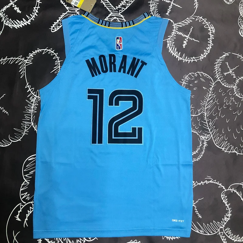 AU Player Version NBA Memphis Grizzlies Basketball Jersey Blue #12 MORANT