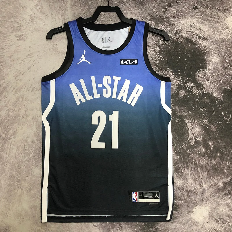 2023 Season NBA Philadelphia 76ers Basketball Jersey All-Star Blue #21 EMBIID