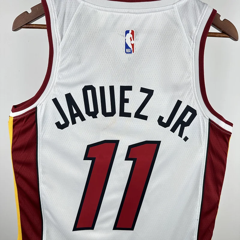 NBA Miami Heat basketball jersey V-neck Home White #11 JAQUEZ JR