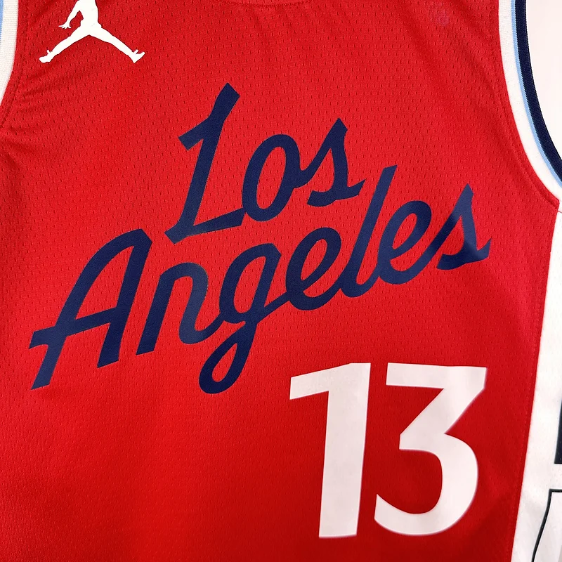 2025 Season    NBA Los Angeles Clippers Basketball jersey    trapeze  limited   Red  #13   GEORGE