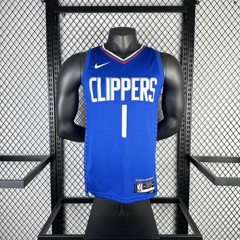 2023 Season   NBA Los Angeles Clippers Basketball jersey   Aawy   Blue  #1    HARDEN