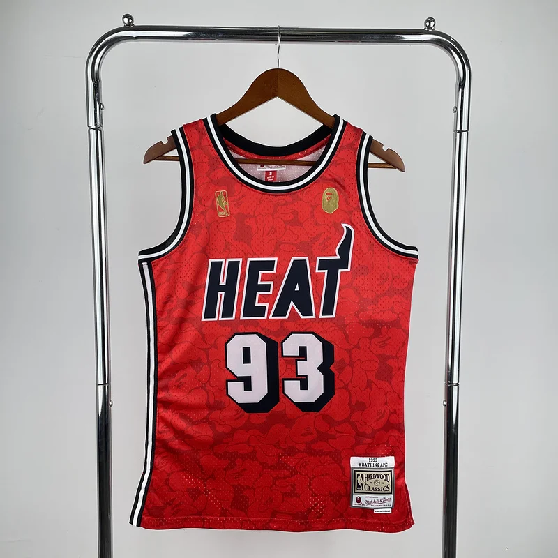 BAPE×M&N Co-branded NBA Miami Heat basketball jersey red 9 #3