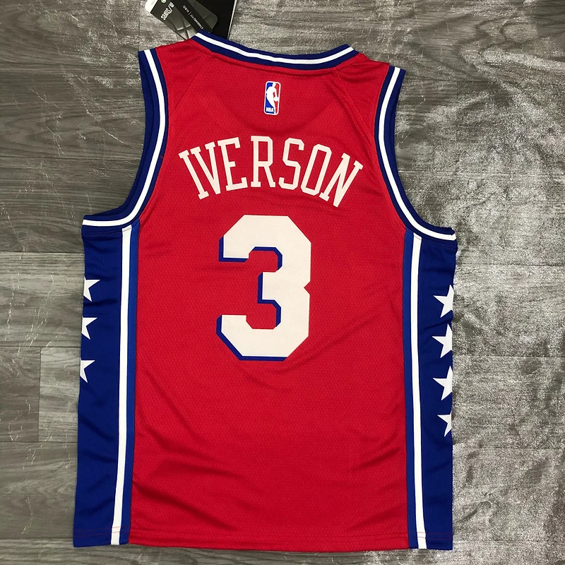 2021 Season NBA Philadelphia 76ers Basketball Jersey Jordan theme Red #3 IVERSON