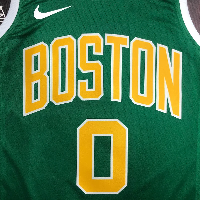 NBA Boston Celtics Basketball Jersey Green Gold #0 TATUM