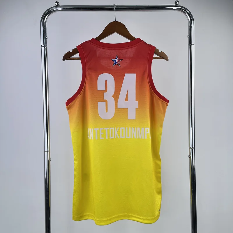 2023 Season Milwaukee Bucks basketball jersey All-Star Yellow #34 Antetokounmpo