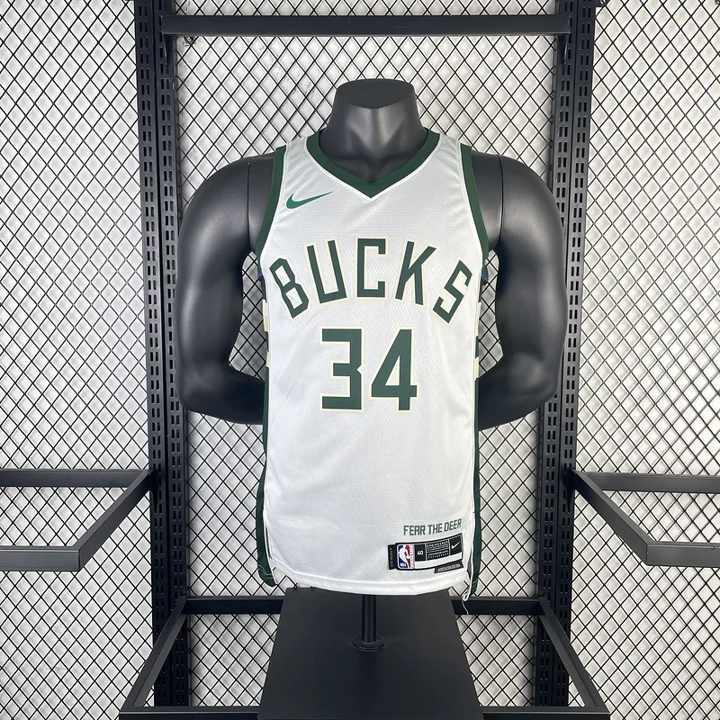 2023 Season NBA Milwaukee Bucks Basketball jersey Home White #34 Antetokounmpo