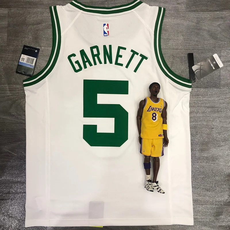 NBA Boston Celtics Basketball Jersey Retro White #5 GARNETT