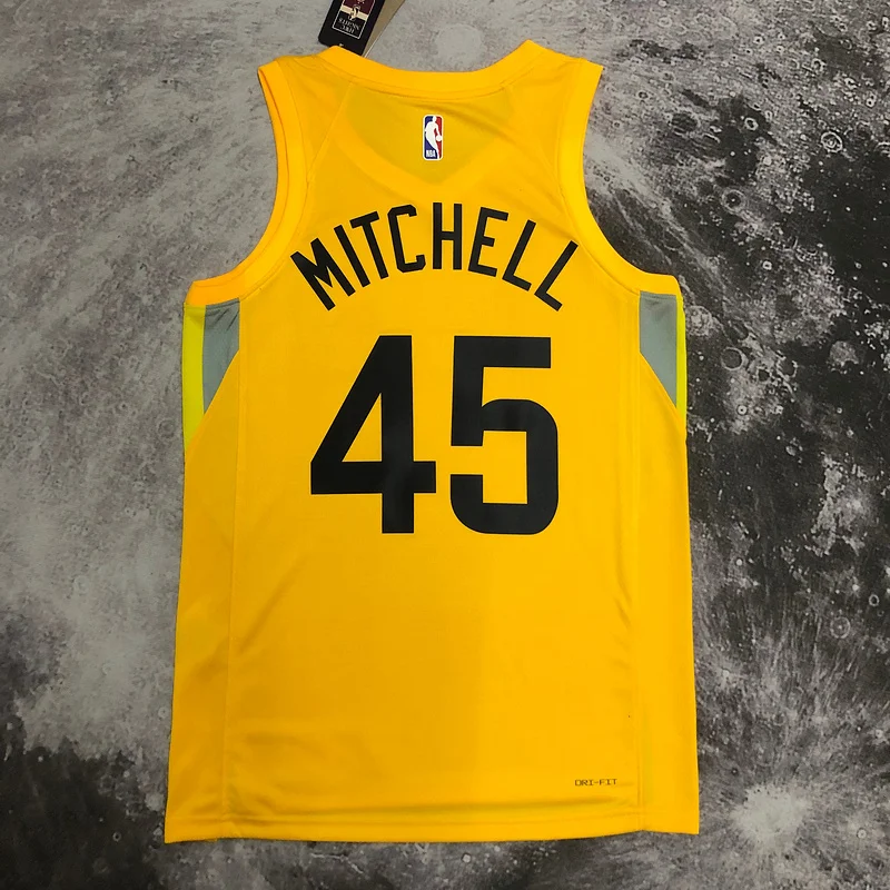 2023 Utah Jazz Basketball Jersey Aawy Yellow #45 MITCHELL