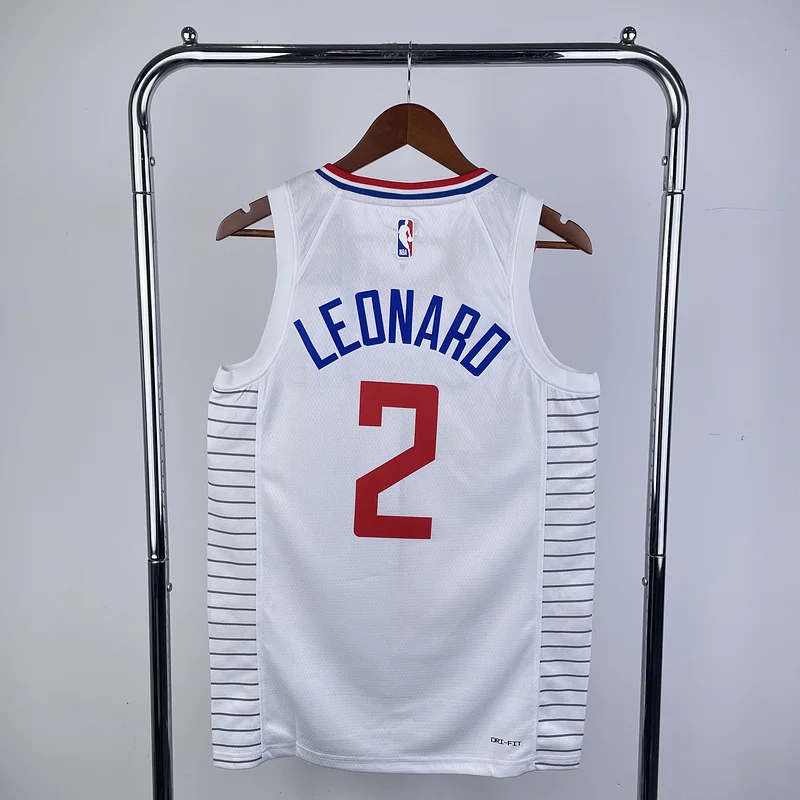 2023 Season   NBA Los Angeles Clippers Basketball jersey   Home   White  #2   LEONARD