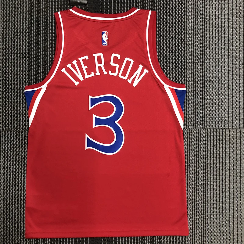 NBA Philadelphia 76ers Basketball Jersey  Red #3 IVERSON