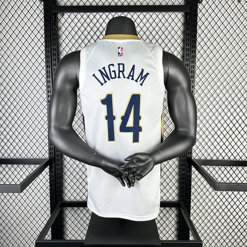 2023  New Orleans Pelicans Basketball jersey   Home   White  #14  INGRAM