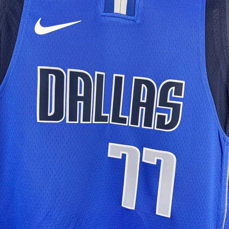 Youth kids Basketball Jersey Dallas Mavericks Blue #77 DONCIC