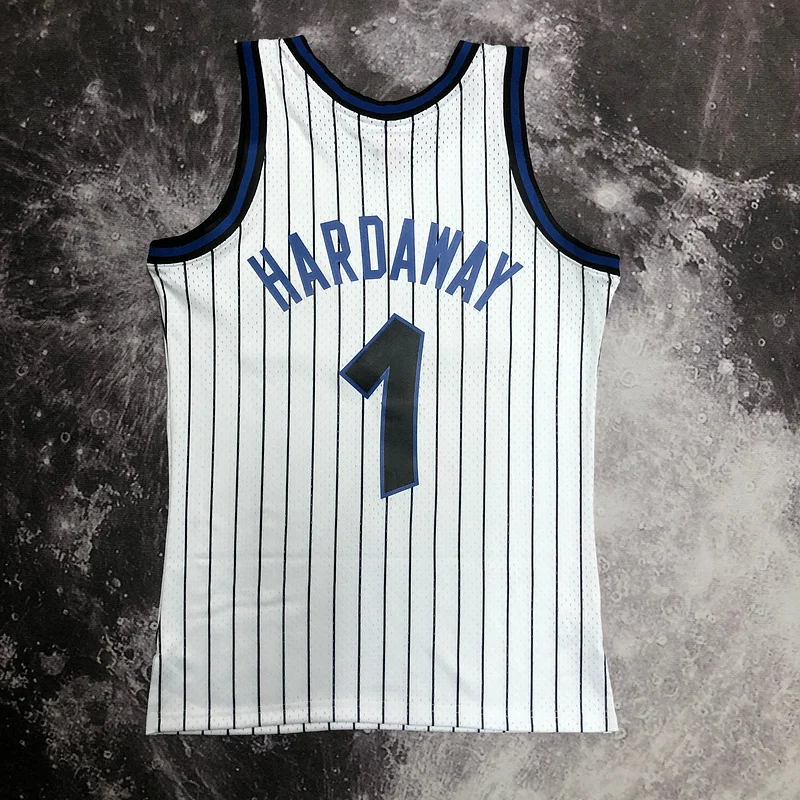 1994 Mitchell Ness Hot Print Retro Orlando Magic Basketball Jersey White #1 HARDAWAY