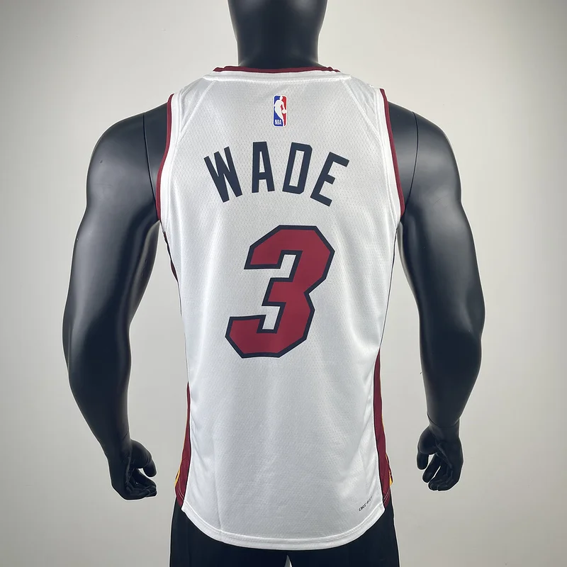 NBA Miami Heat basketball jersey V-neck White #3 WADE