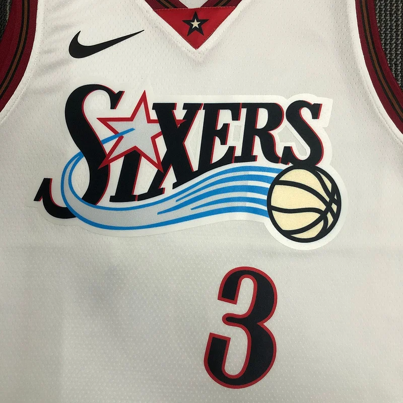 NBA Philadelphia 76ers Basketball Jersey  Retro White #3 IVERSON