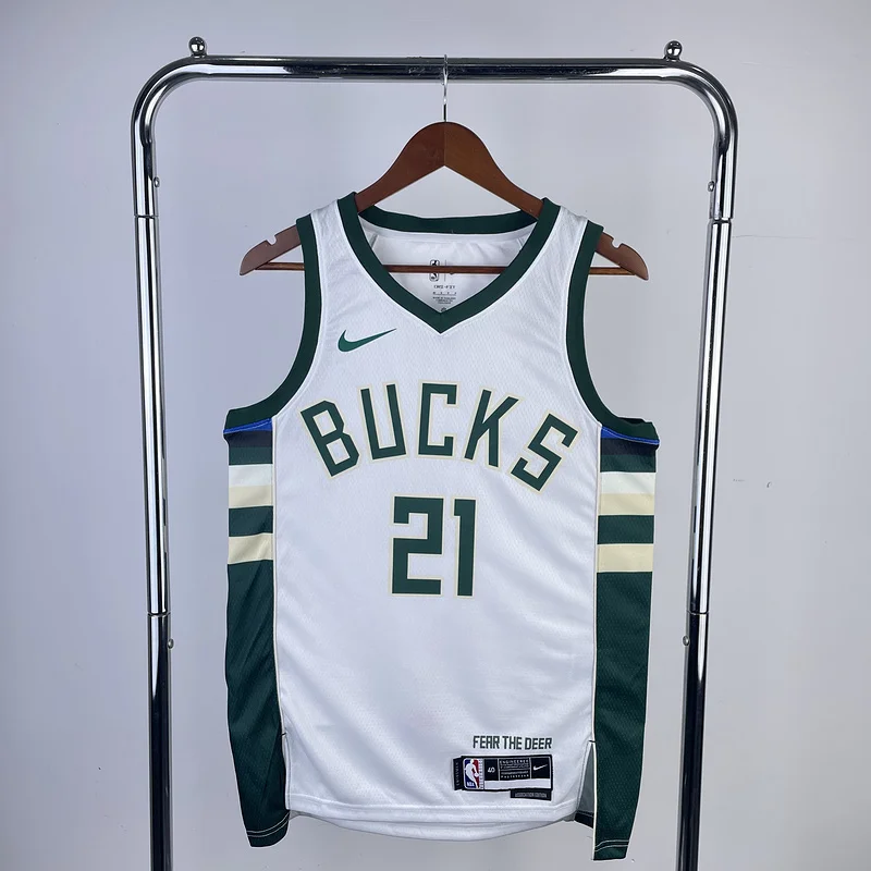 2023 Season NBA Milwaukee Bucks Basketball jersey Home White #21 HOLIDAY