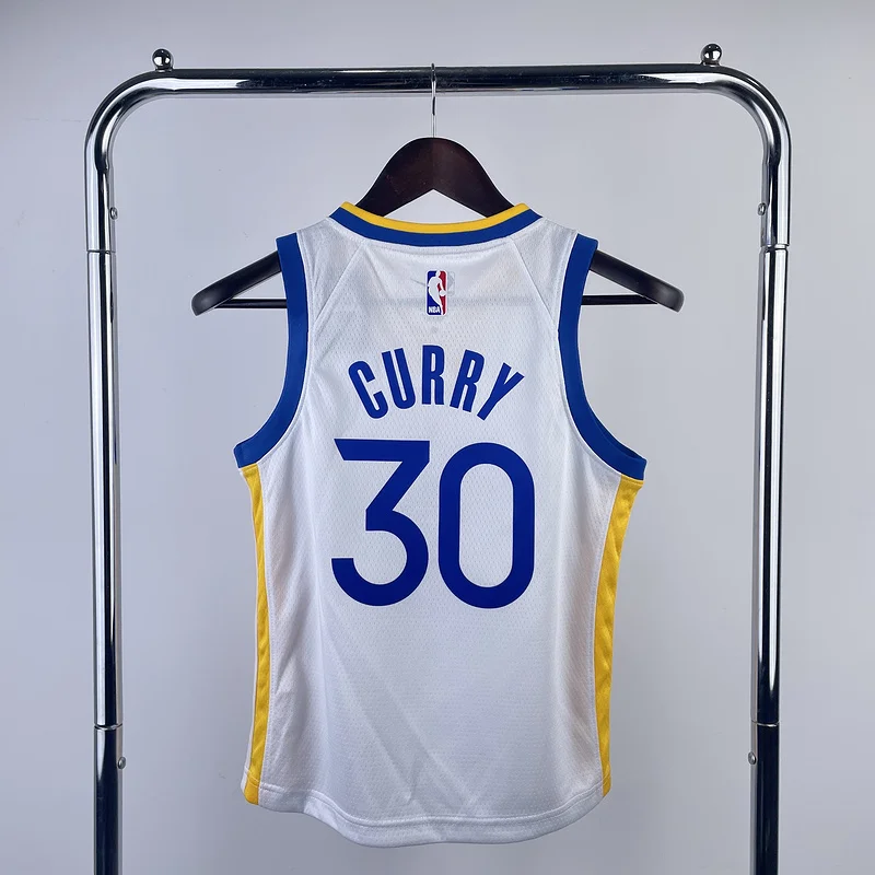 Youth kids Basketball Jersey Golden State Warriors White #30 CURRY