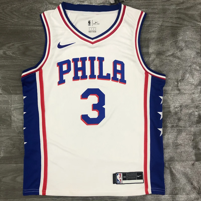 NBA Philadelphia 76ers Basketball Jersey V-neck White #3 IVERSON