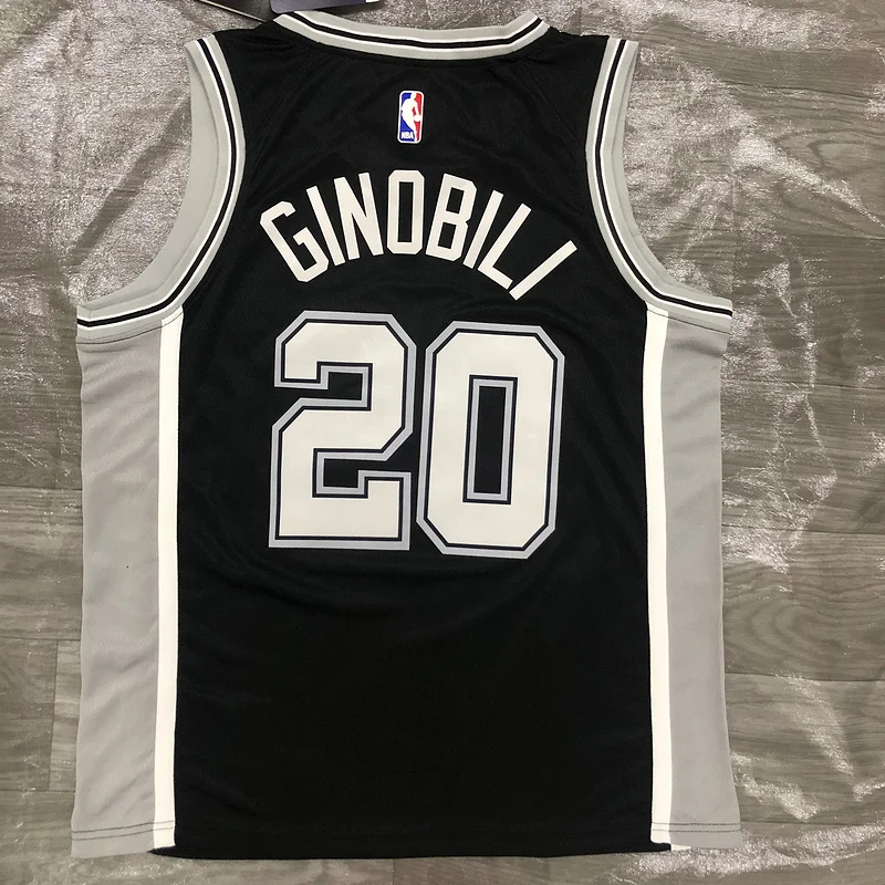 San Antonio Spurs Basketball Jersey Black #20 GINOBILI