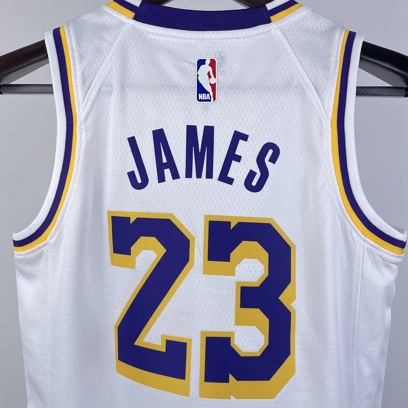 Youth kids Basketball Jersey Los Angeles Lakers White #23 JAMES