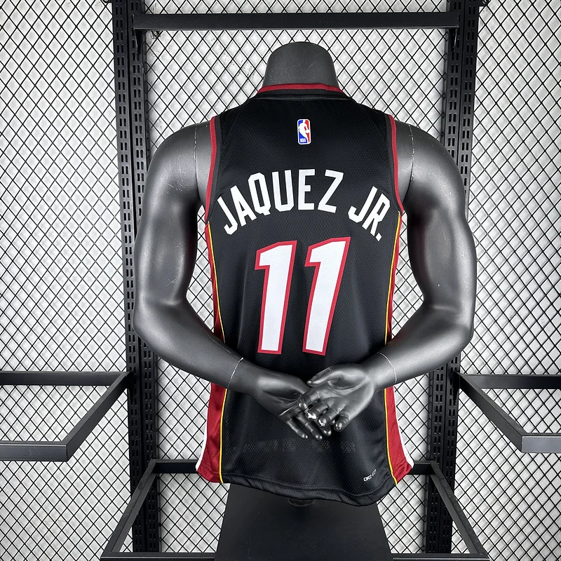 NBA Miami Heat basketball jersey V-neck Away Black #11 JAQUEZ JR