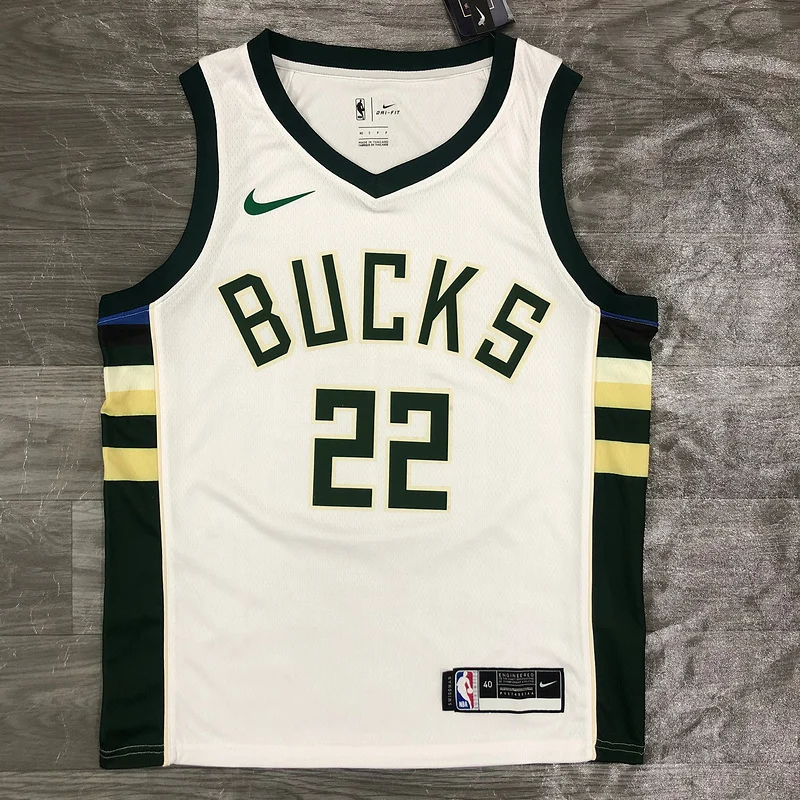 2021 Season NBA Milwaukee Bucks Basketball jersey BUCKS Home White #22 MIDDLETON