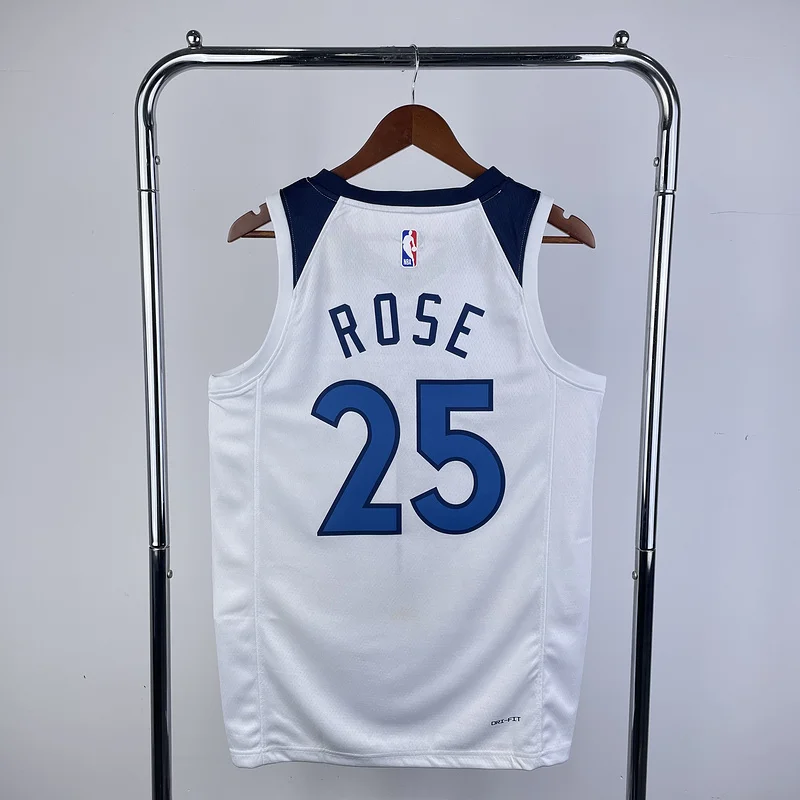 2023 Minnesota Timberwolves Basketball Jersey Home White #25 ROSE