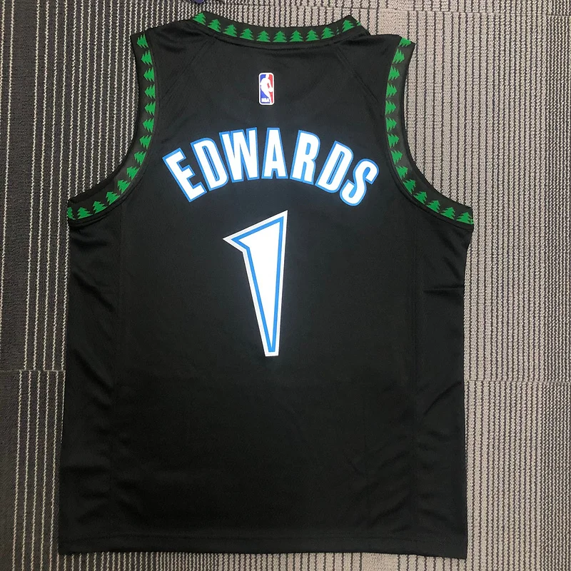 2018 Retro Minnesota Timberwolves Basketball Jersey Black #1 EDWARDS