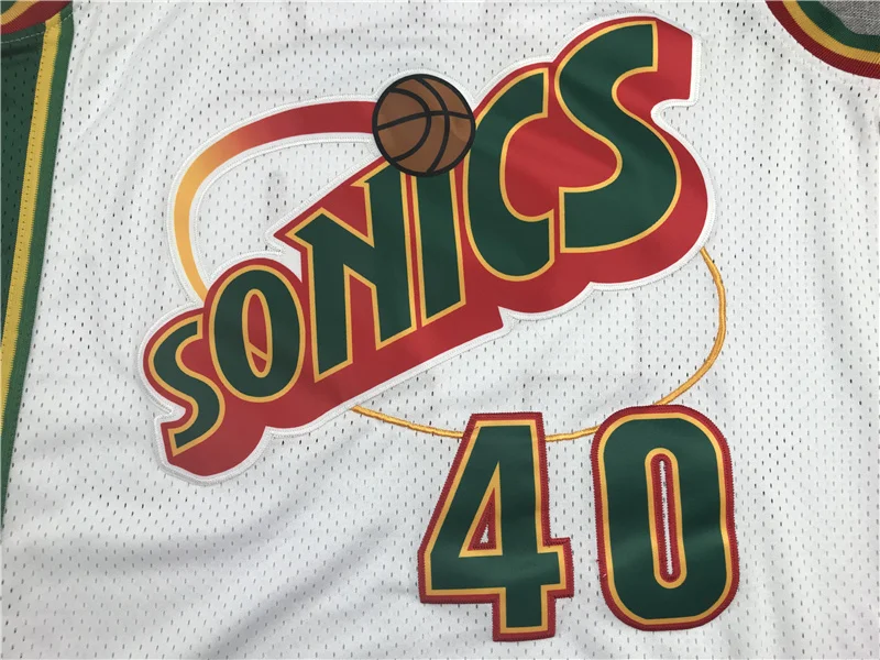 NBA Seattle SuperSonics Basketball jersey 40 Retro White