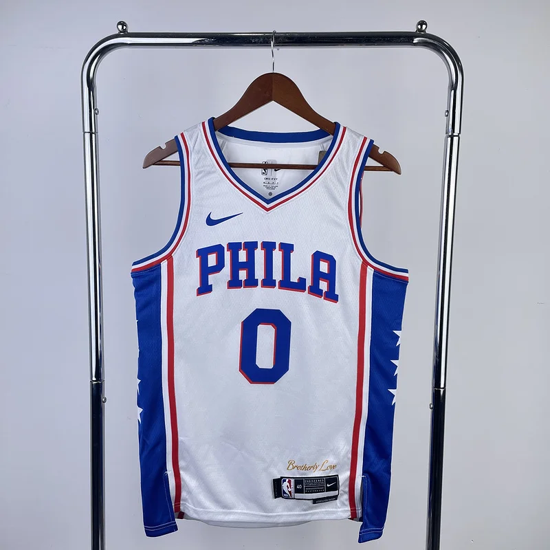 2023 Season NBA Philadelphia 76ers Basketball Jersey Home White #0 MAXEY