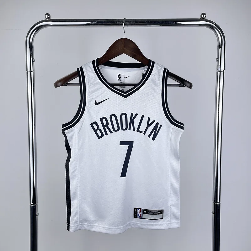 Youth kids Basketball Jersey Brooklyn Nets White #7 DURANT