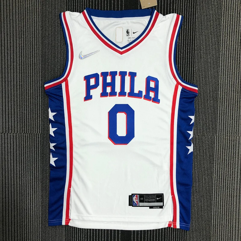 75th anniversary NBA Philadelphia 76ers Basketball Jersey White #0 MAXEY