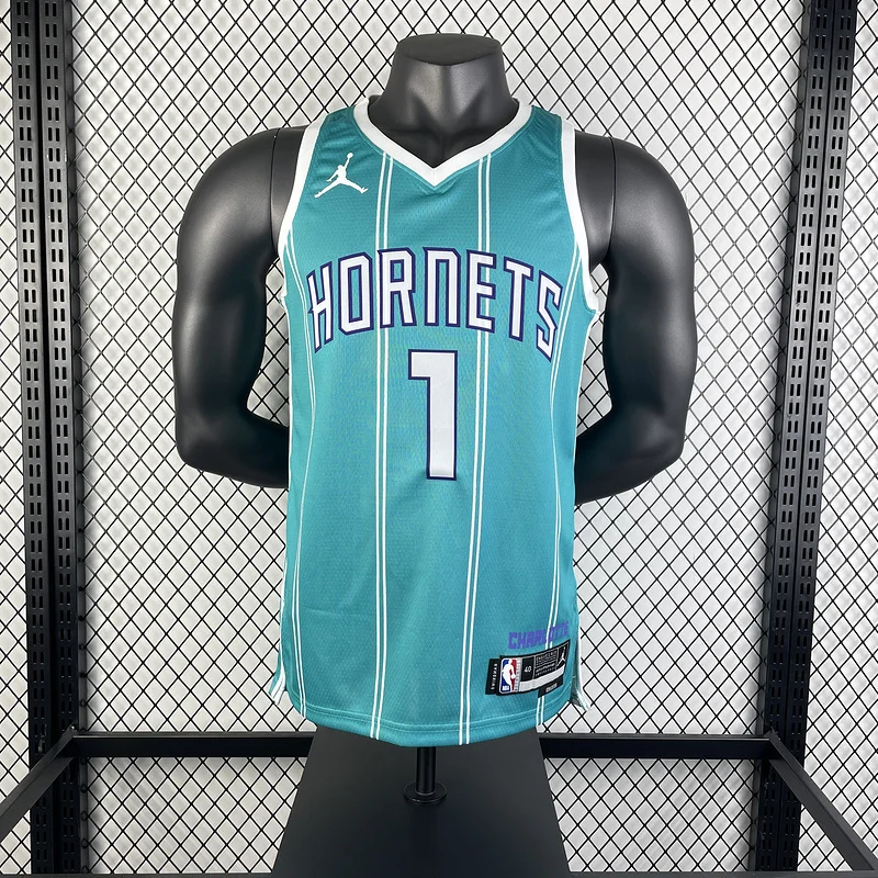 2023  Charlotte Hornets Basketball Jersey   Aawy  Blue  #1  BALL